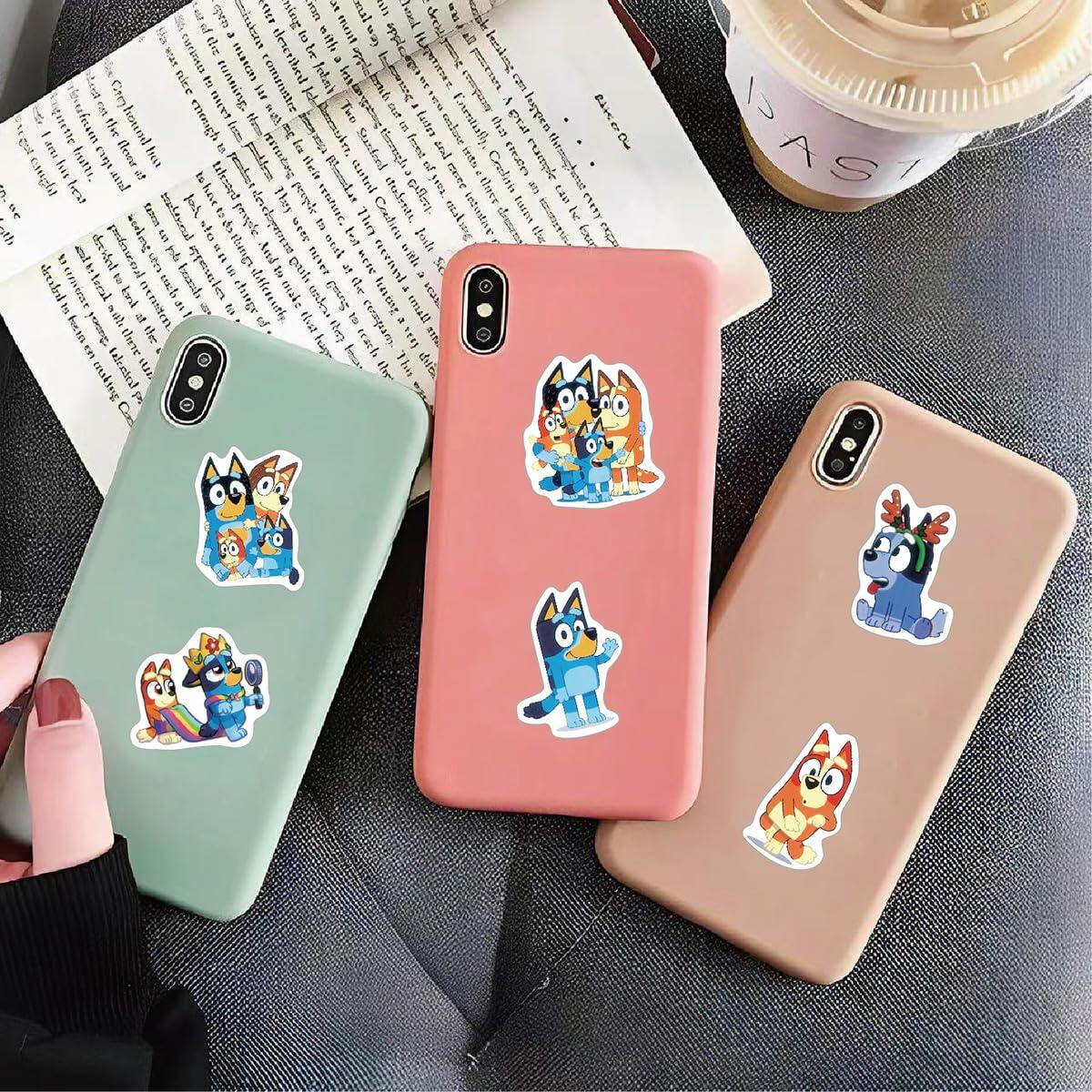 Kiislee 55Pcs Cartoon Blue Waterproof Vinyl Stickers for Kids Teens