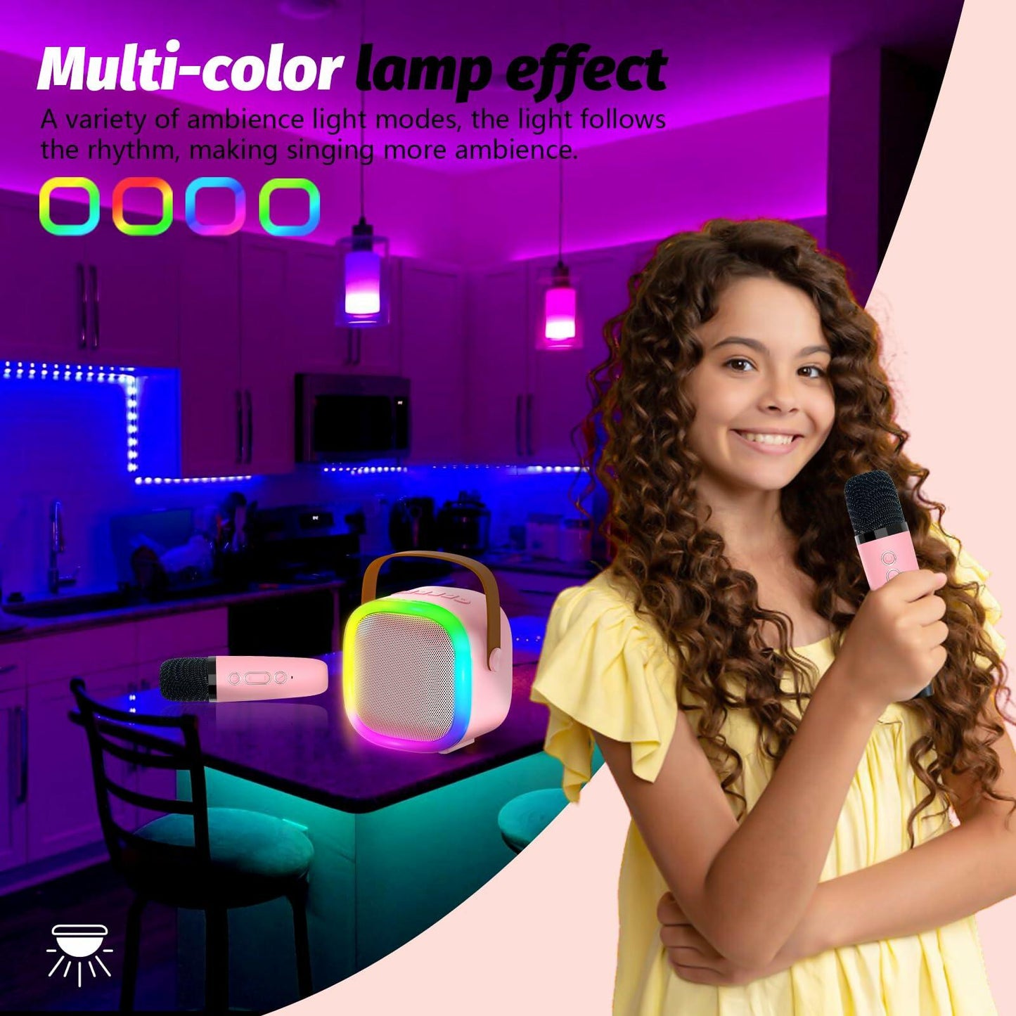 OUTUVAS Karaoke Microphone Machine for Kids Ages 4-12 Pink