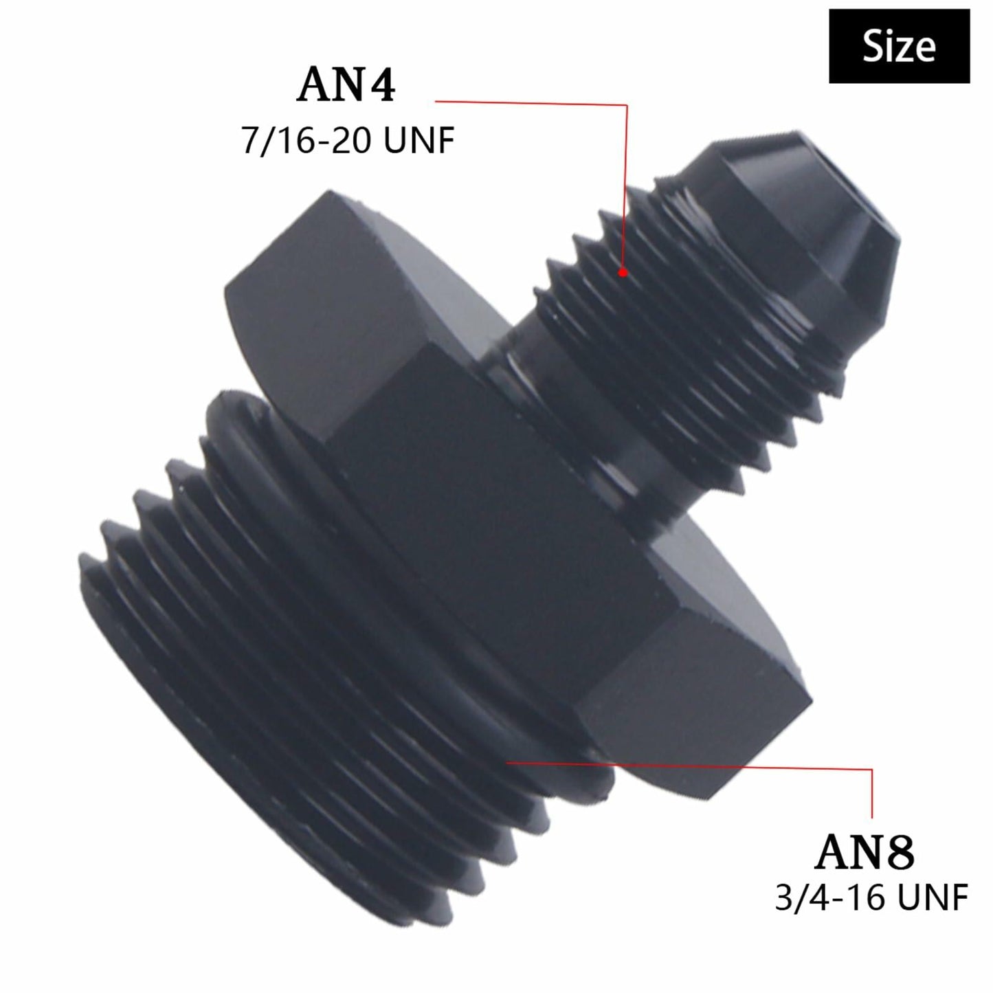 YOMIRACING 6AN Male Flare to 8AN 1/4NPT Aluminum Fuel Rail Adapter Black 2pc
