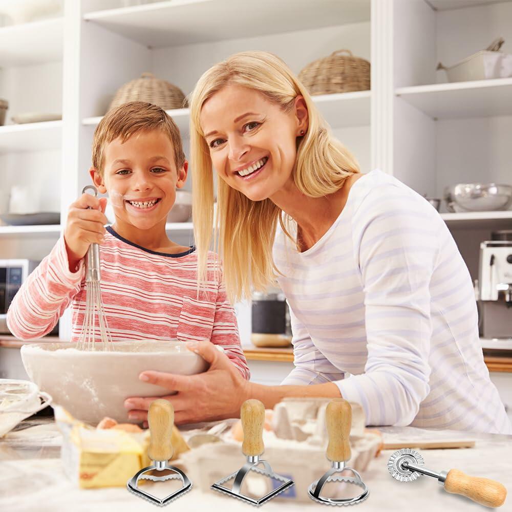 zeite Pasta Press Maker Stamp Set Round Square Heart Ravioli Mold Silver