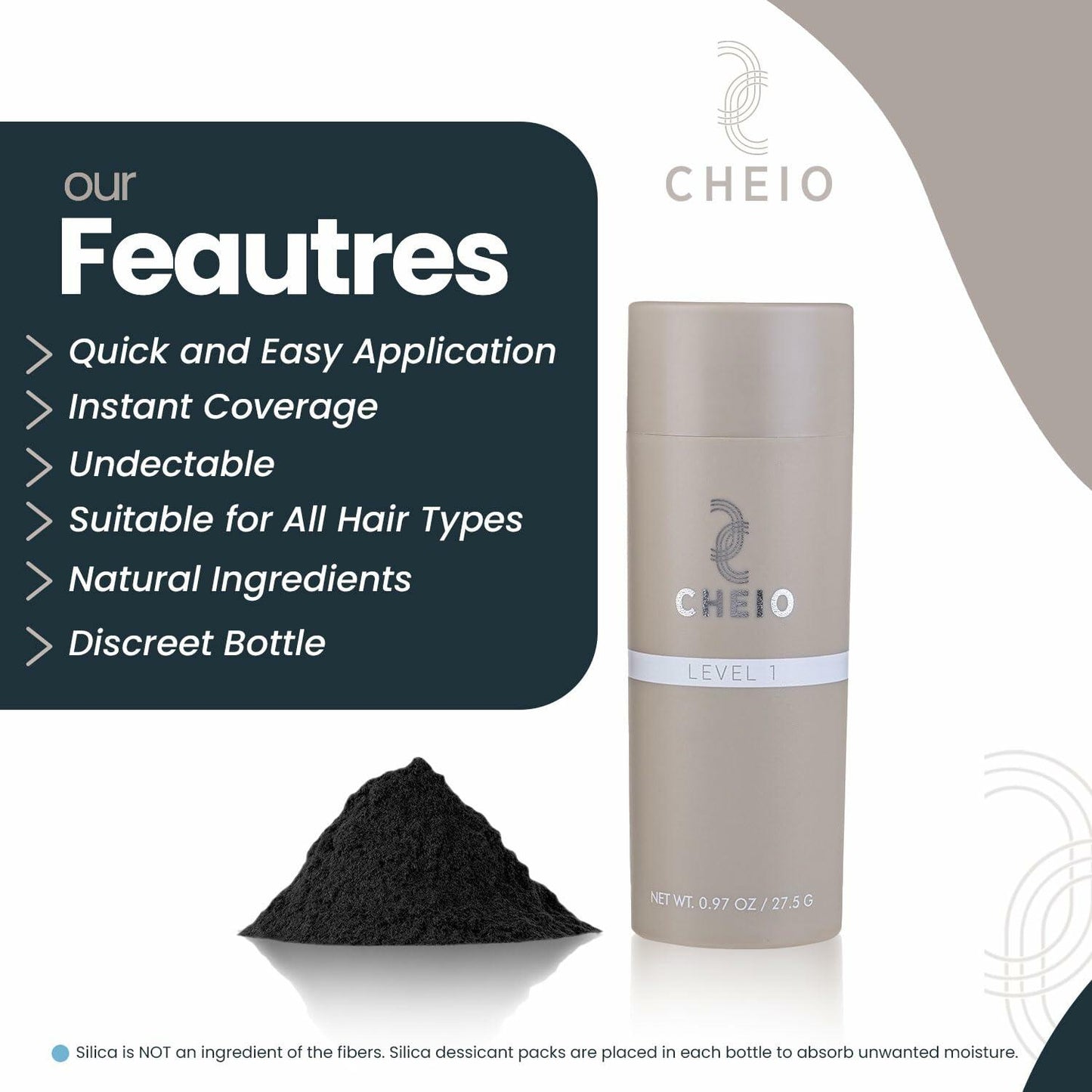 BestBy07/26 Cheio Hair Thickening Fibers 27.5g Level 1 Light Brown Keratin