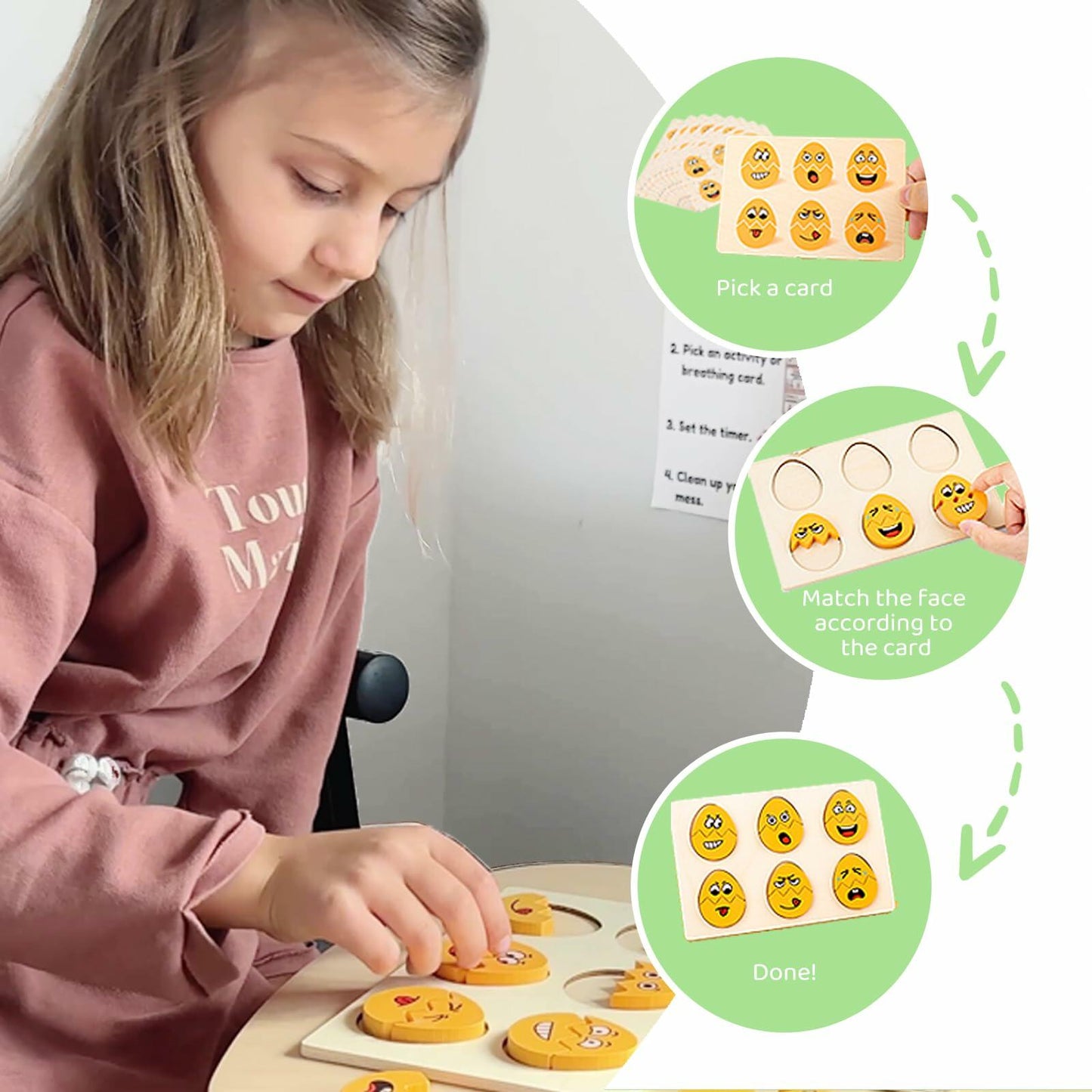 Roromonia Calming Corner Kit with Posters Feelings Chart Wooden Puzzle