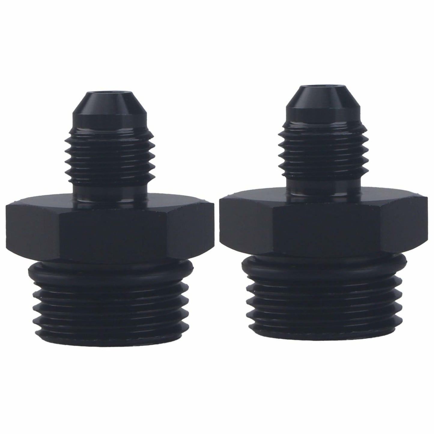 YOMIRACING 6AN Male Flare to 8AN 1/4NPT Aluminum Fuel Rail Adapter Black 2pc