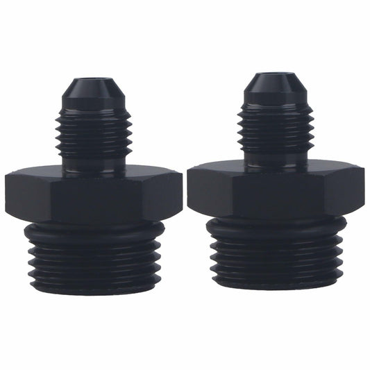 YOMIRACING 6AN Male Flare to 8AN 1/4NPT Aluminum Fuel Rail Adapter Black 2pc