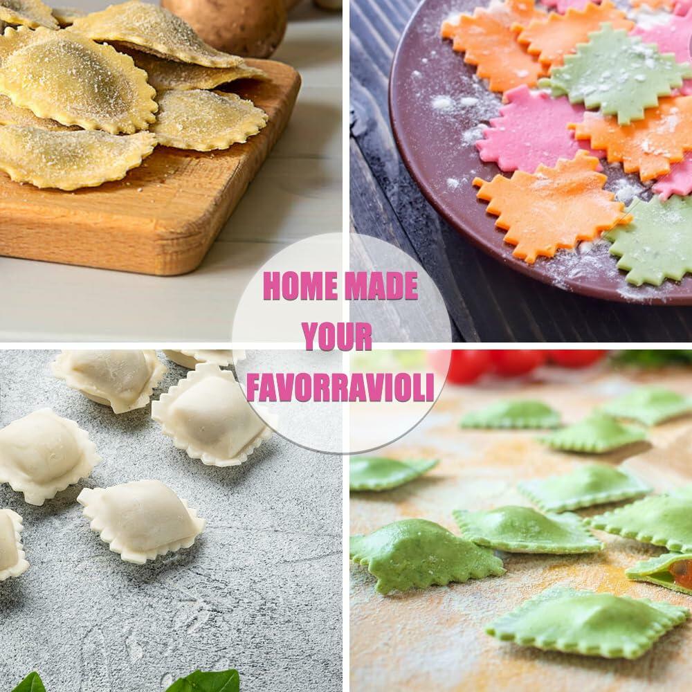 zeite Pasta Press Maker Stamp Set Round Square Heart Ravioli Mold Silver