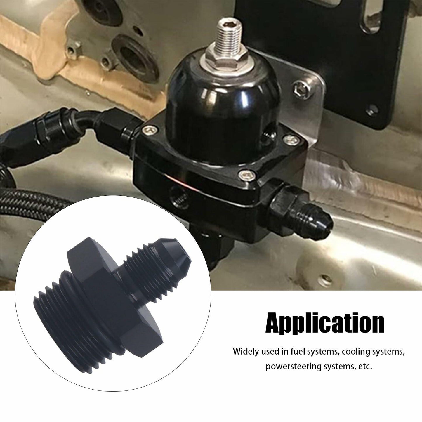 YOMIRACING 6AN Male Flare to 8AN 1/4NPT Aluminum Fuel Rail Adapter Black 2pc