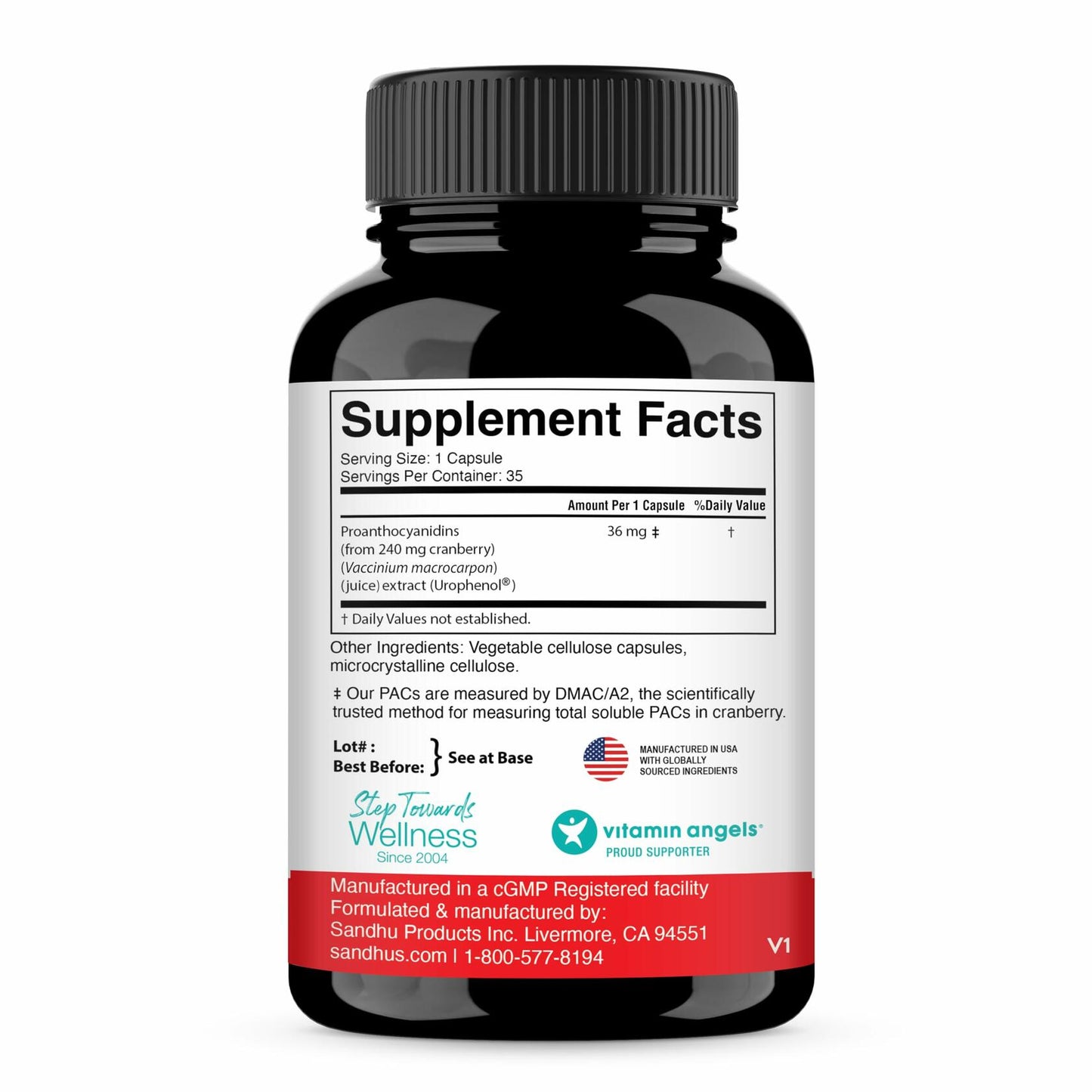 BestBy06/26 Sandhu's Uripac 36mg PACs Cranberry Extract 35 Capsules