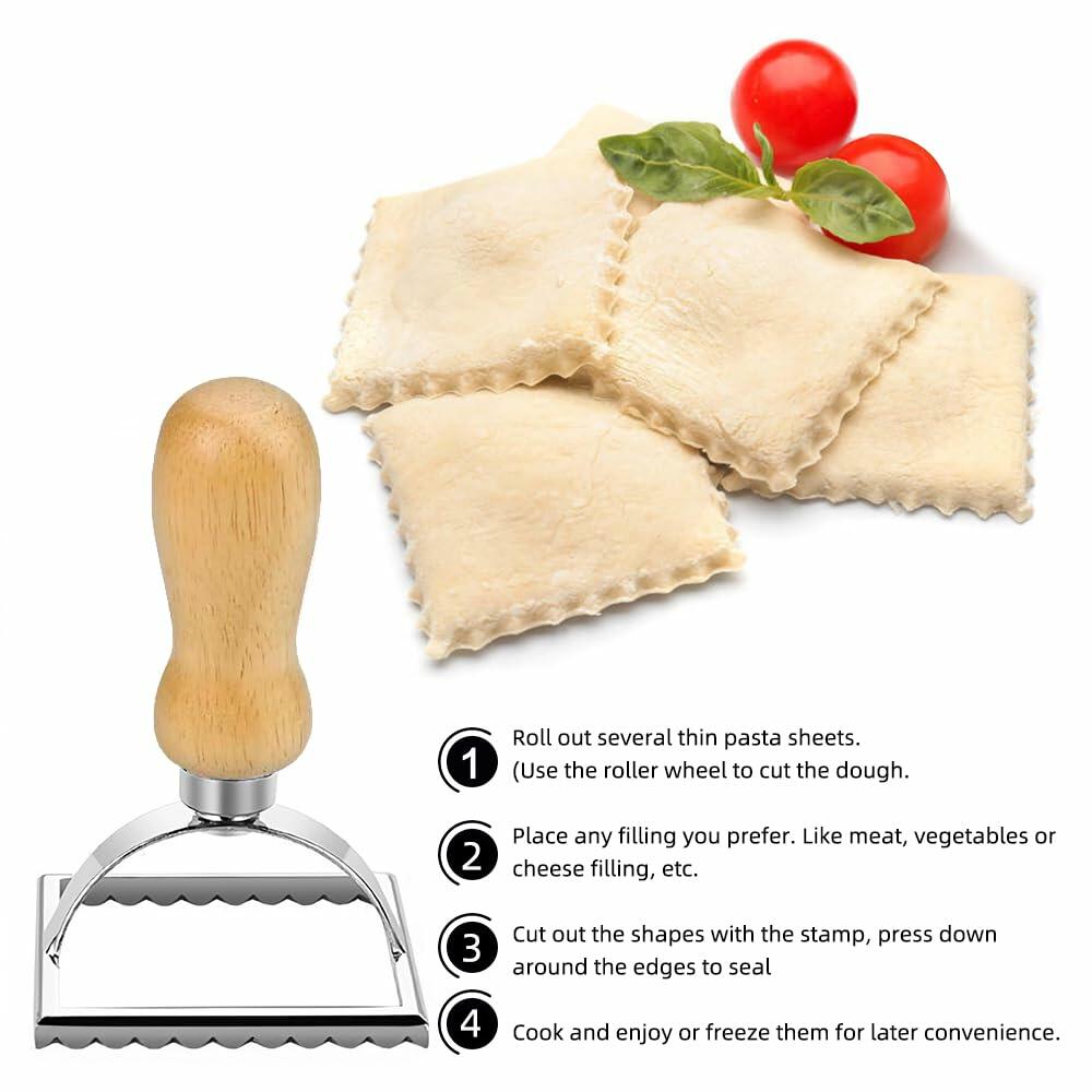 zeite Pasta Press Maker Stamp Set Round Square Heart Ravioli Mold Silver