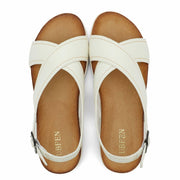 UBFEN Womens Flat Sandals Arch Support Adjustable Slingback White Size 10