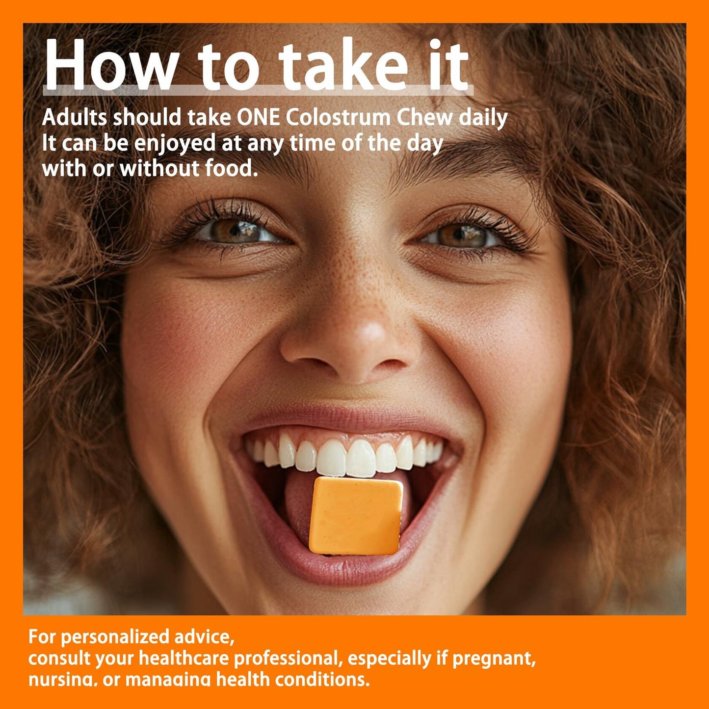 BestBy12/26 Natures Aid Colostrum Chews Probiotics Gut Health Orange 60 Sv