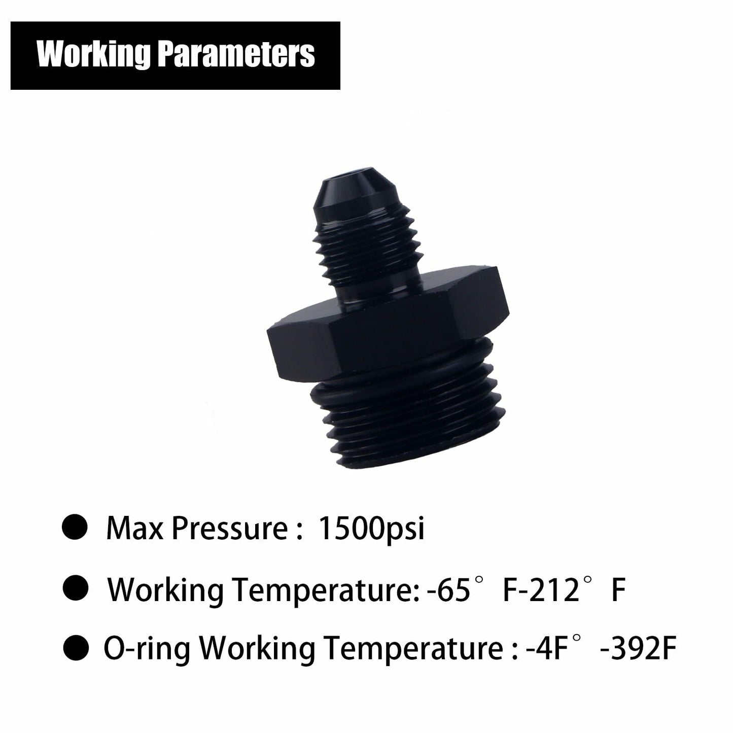 YOMIRACING 6AN Male Flare to 8AN 1/4NPT Aluminum Fuel Rail Adapter Black 2pc