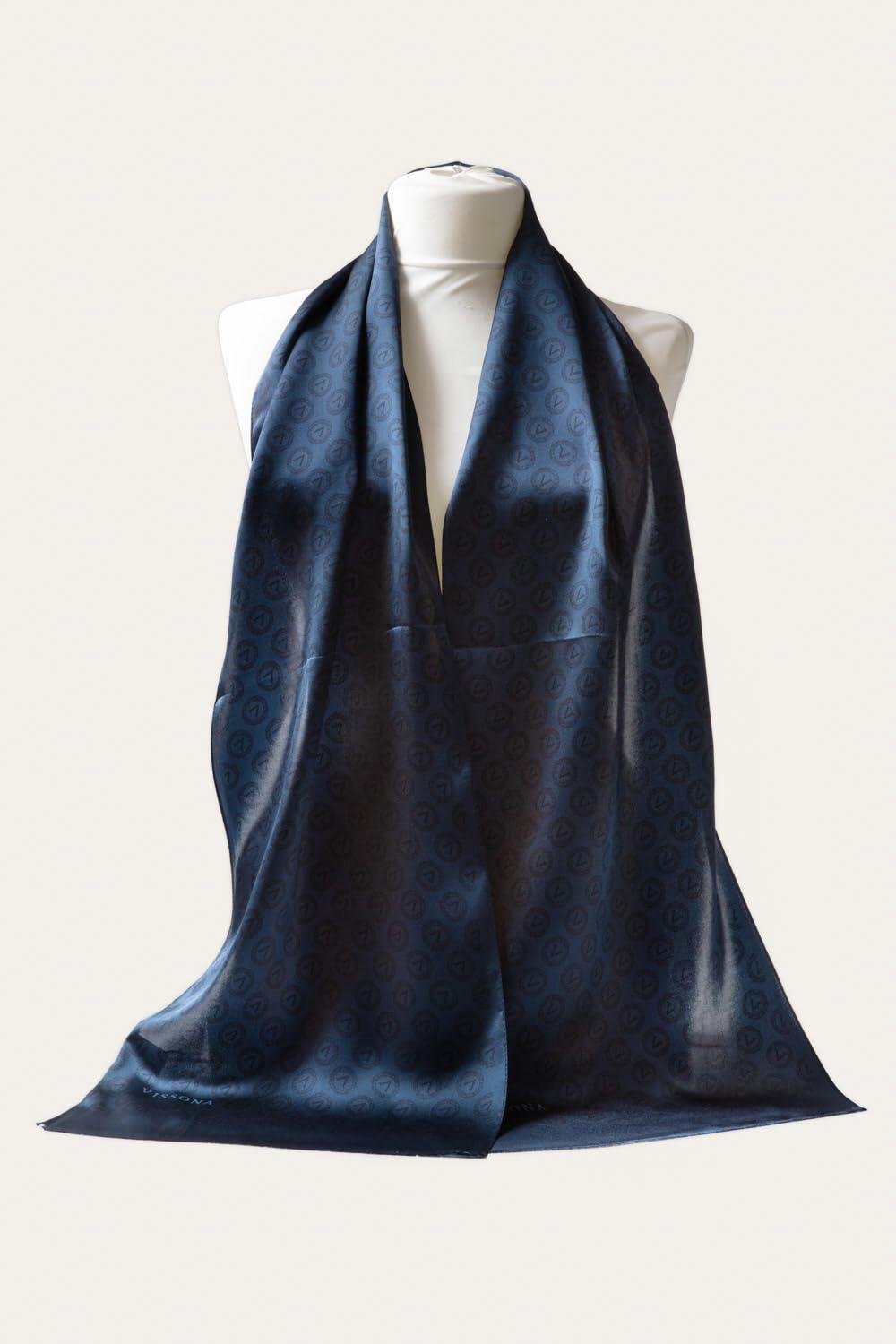 Vissona 100% Silk Satin Head Scarf Yellow 12x27in Size