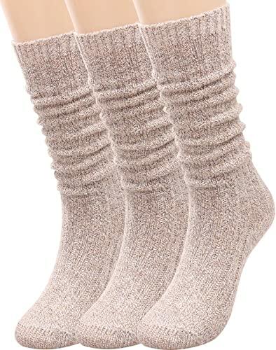 TINTAO Women Winter Wool Cable Knit Knee High Boot Socks 3 Pairs Size 5-11 A06