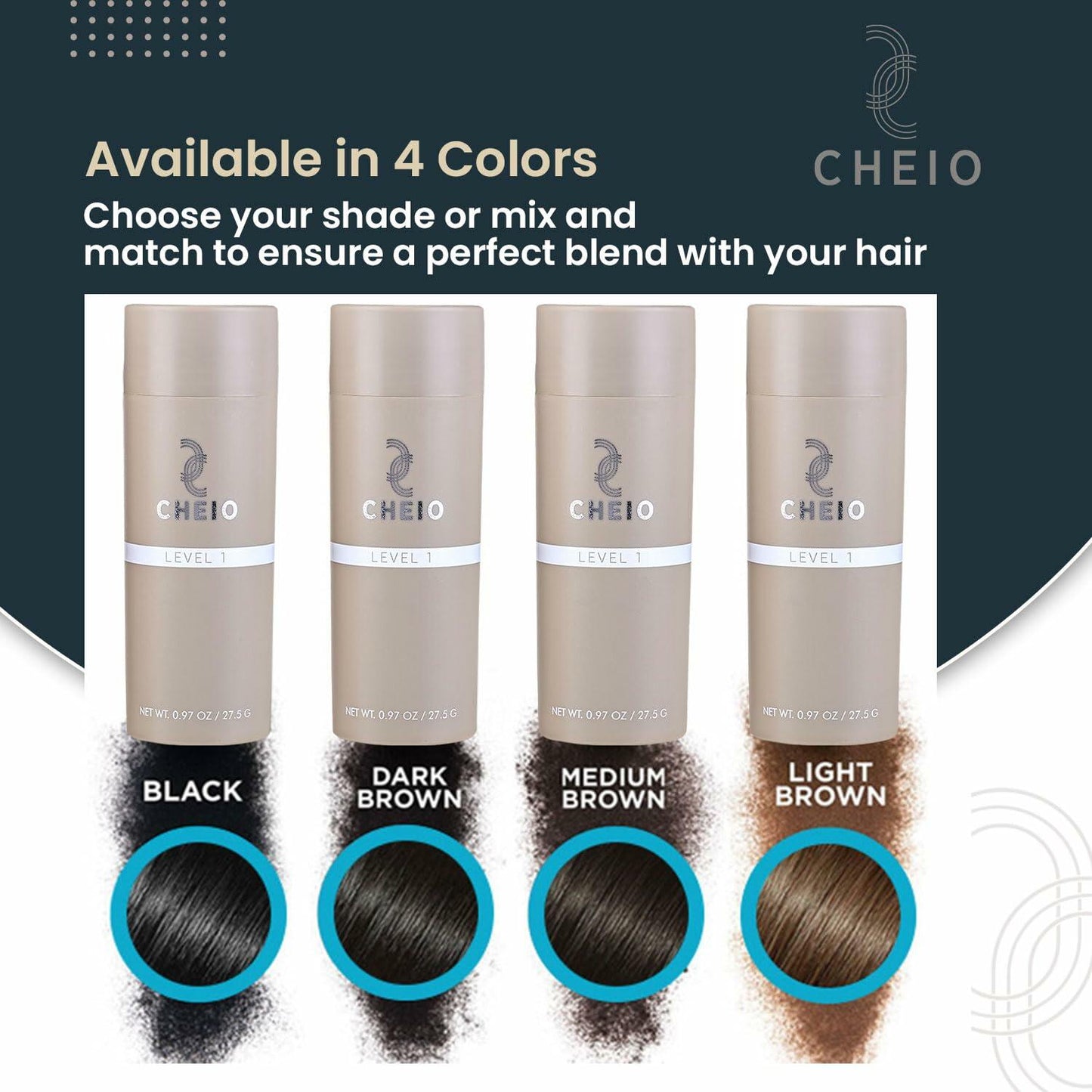 BestBy07/26 Cheio Hair Thickening Fibers 27.5g Level 1 Light Brown Keratin