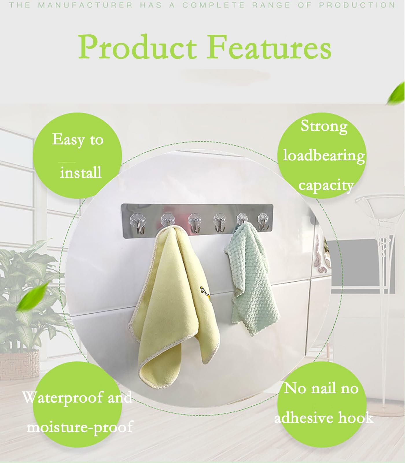 YAYETUR Strong Adhesive Wall Hook Acrylic Plum Blossom Transparent 2.8x2.8"