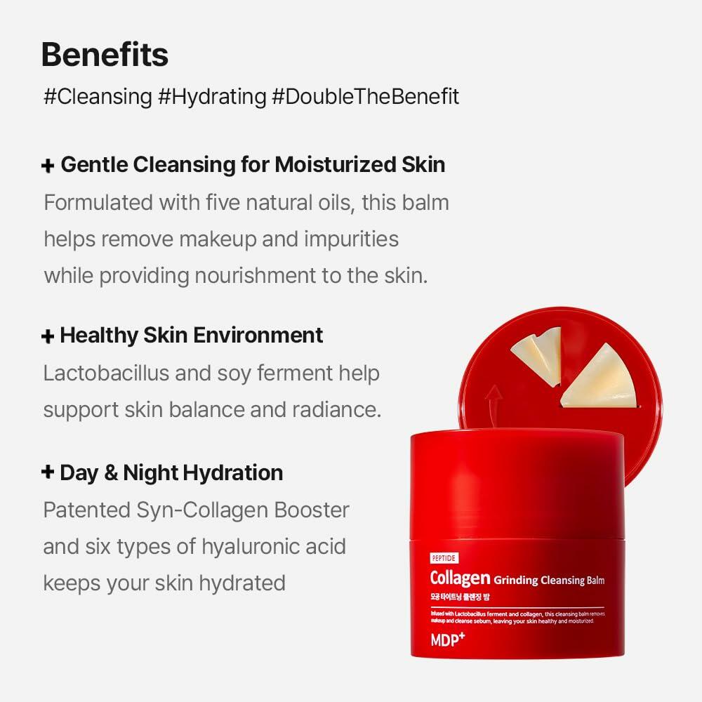 MDP+ Red Lacto Collagen Cleansing Balm 1.69oz Pore Cleanser Hydrating Travel