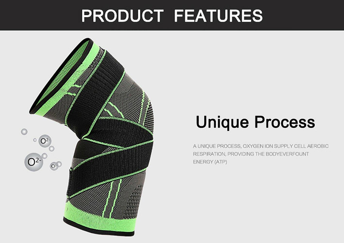 ASOONYUM Knee Sleeve Compression Support Joint Pain Relief Green Single Size XL