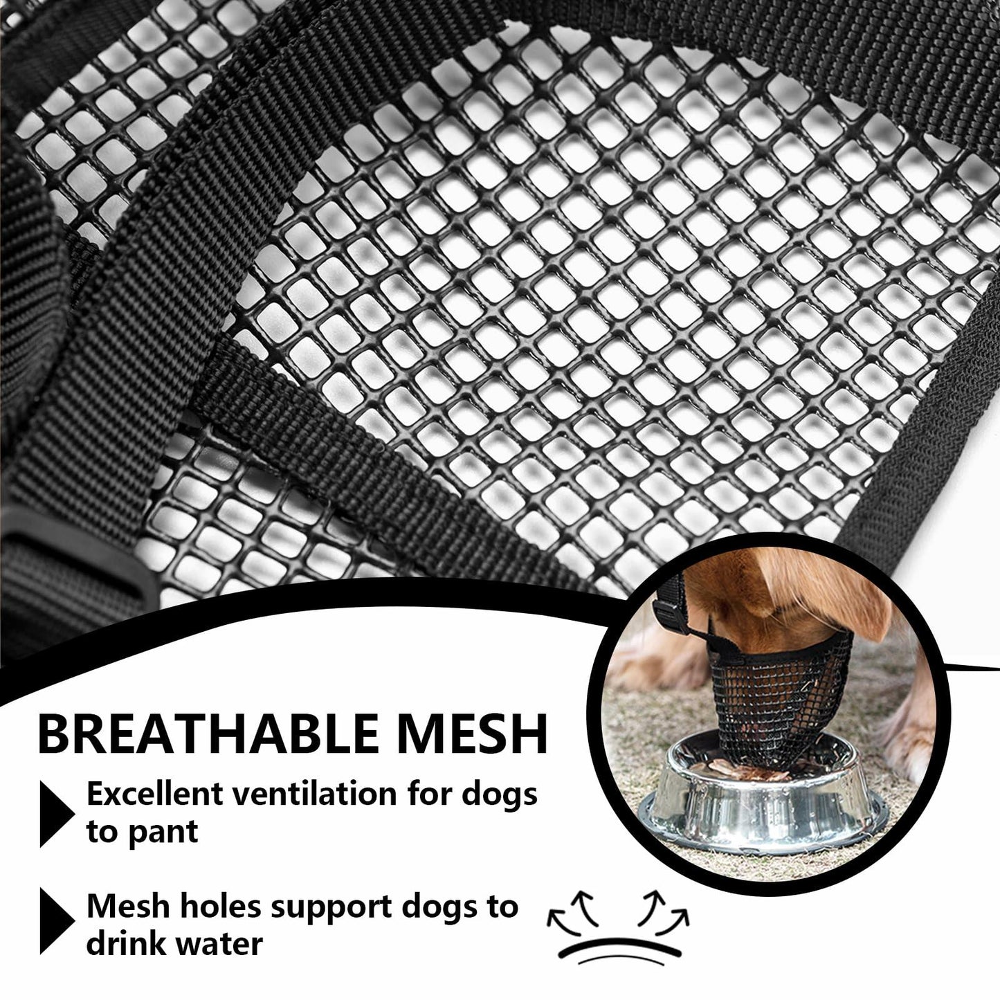 Herrypiggy Dog Muzzle Breathable Mesh Allows Panting Drinking L Black Size L