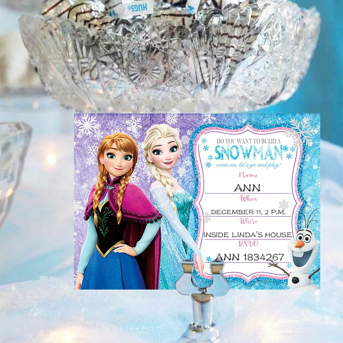 VeSidyHelo Frozen Birthday Party Invitation Card 20 Guests Blue White
