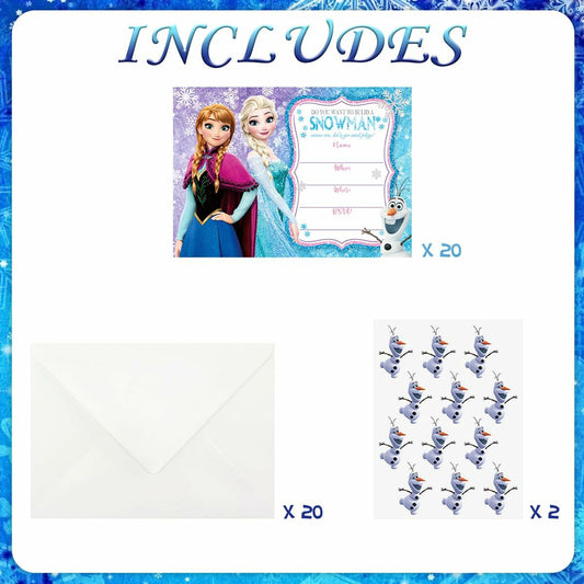 VeSidyHelo Frozen Birthday Party Invitation Card 20 Guests Blue White
