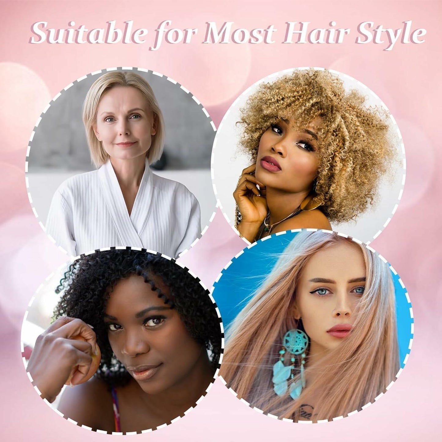 yqswstl 2Pc Silk Bonnet Satin Hair Wrap Tie Band Adjustable Pink+Black