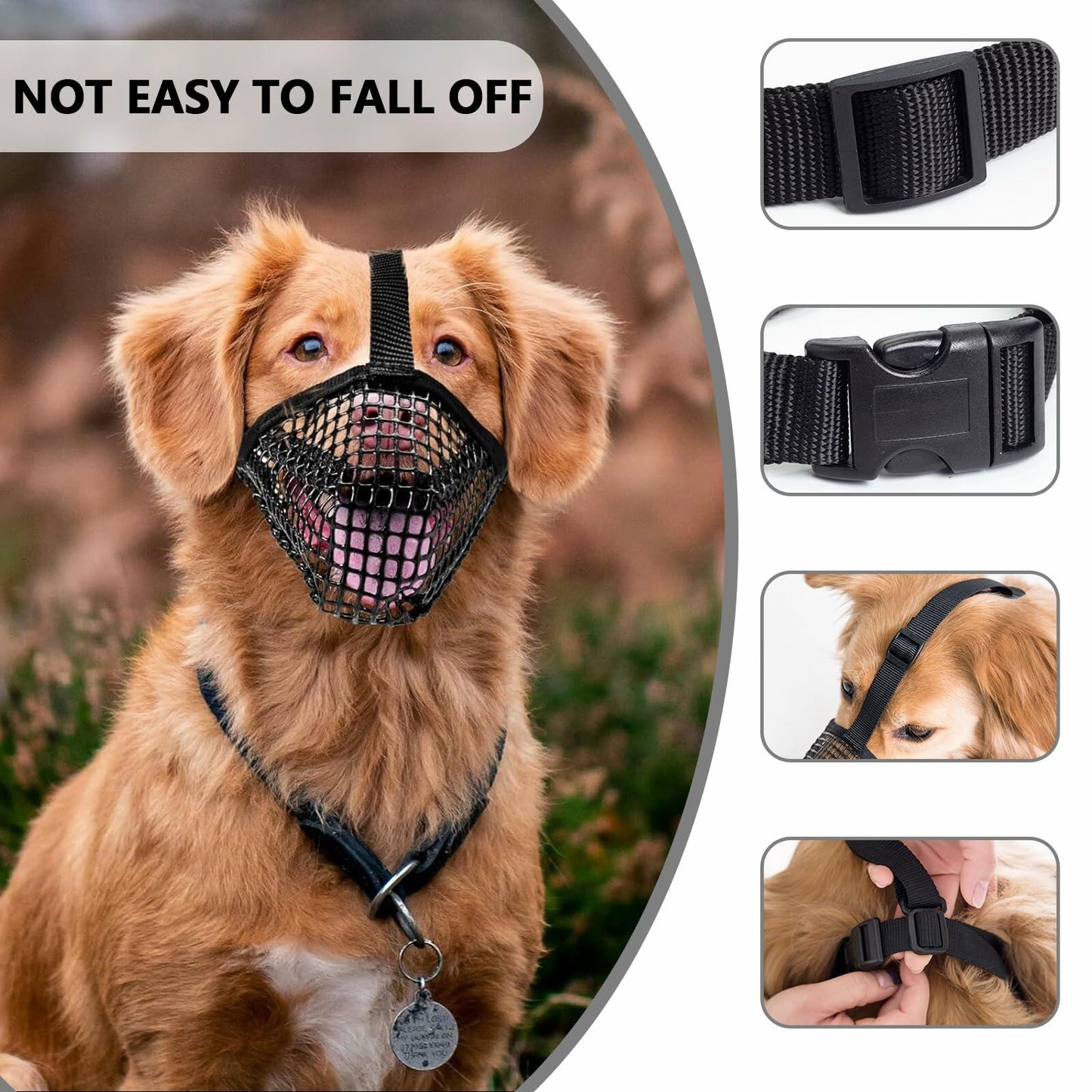 Herrypiggy Dog Muzzle Breathable Mesh Allows Panting Drinking L Black Size L