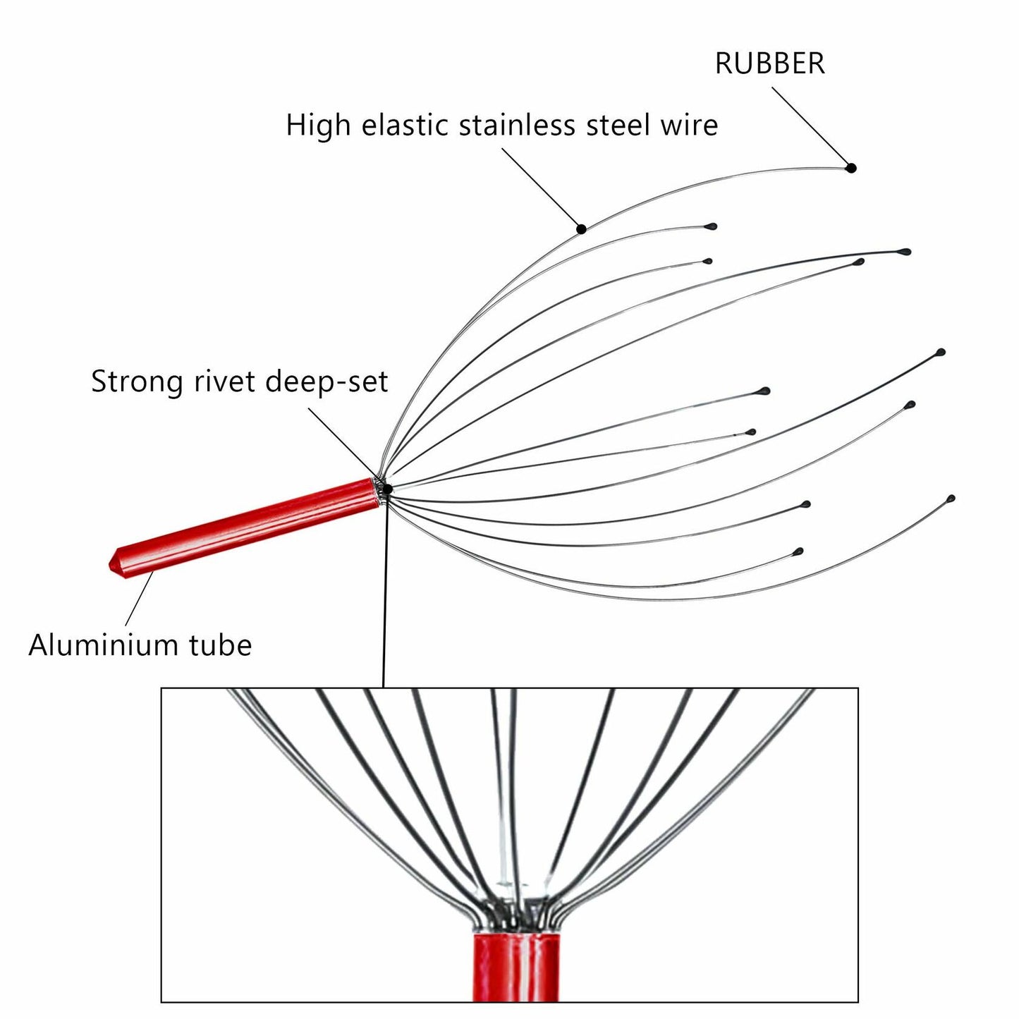 YAO & BEI Scalp Massager Tool Head Scratcher Stress Reliever Rubber Beads 4 Pack