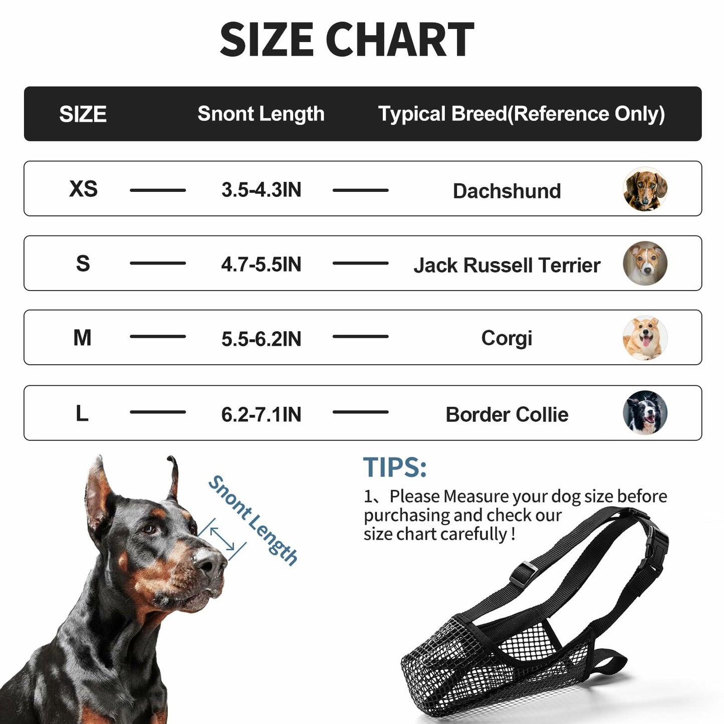 Herrypiggy Dog Muzzle Breathable Mesh Allows Panting Drinking L Black Size L