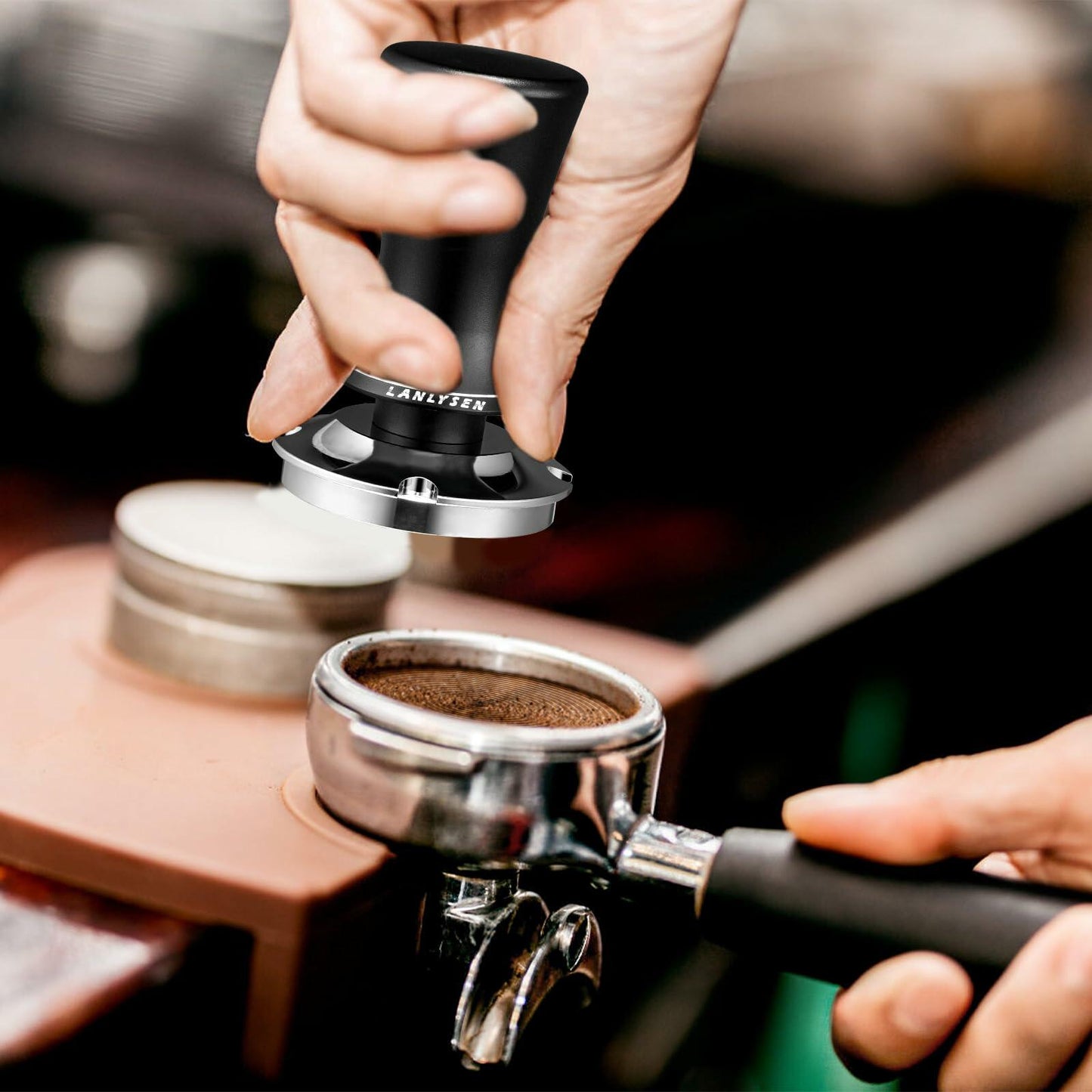 LANLYSEN Espresso Tamper 53.3mm Spring-loaded Calibrated Stainless Steel Base