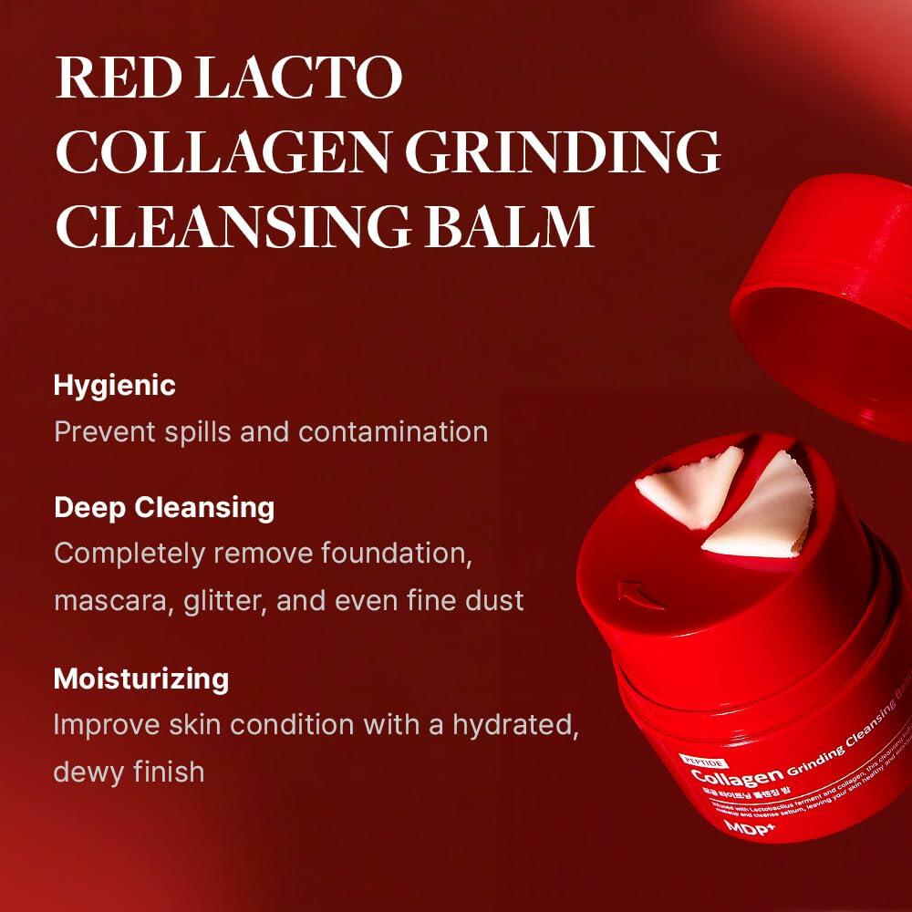 MDP+ Red Lacto Collagen Cleansing Balm 1.69oz Pore Cleanser Hydrating Travel