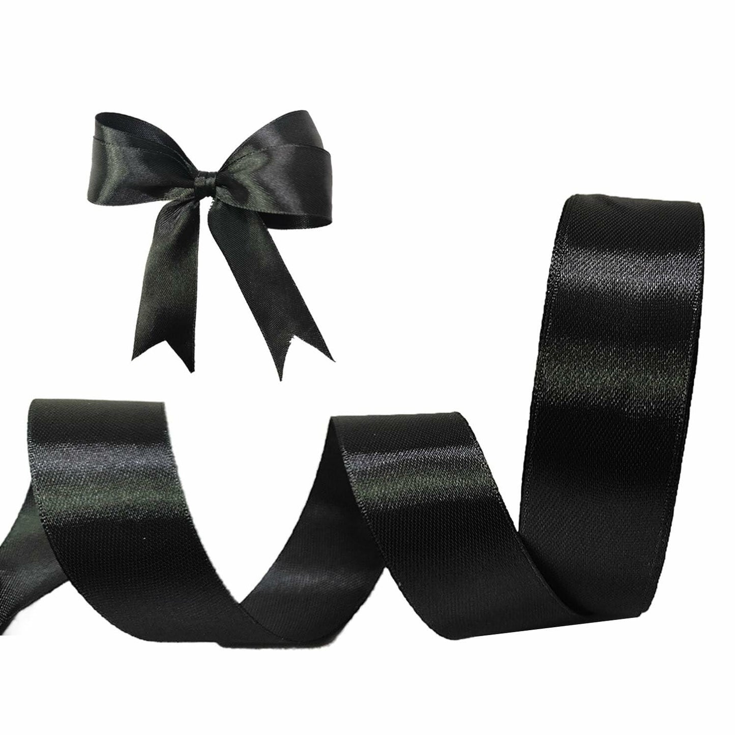 MEYIART Black Satin Ribbon 1.5in x 25yds Wedding Gift Wrapping Polyester