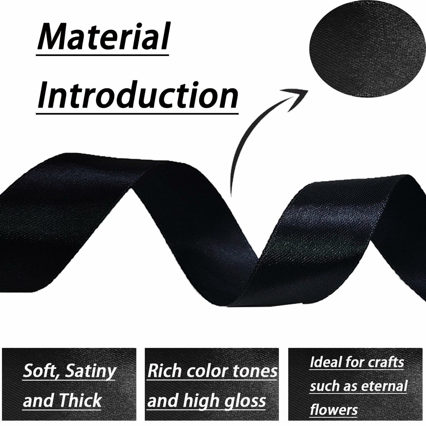 MEYIART Black Satin Ribbon 1.5in x 25yds Wedding Gift Wrapping Polyester