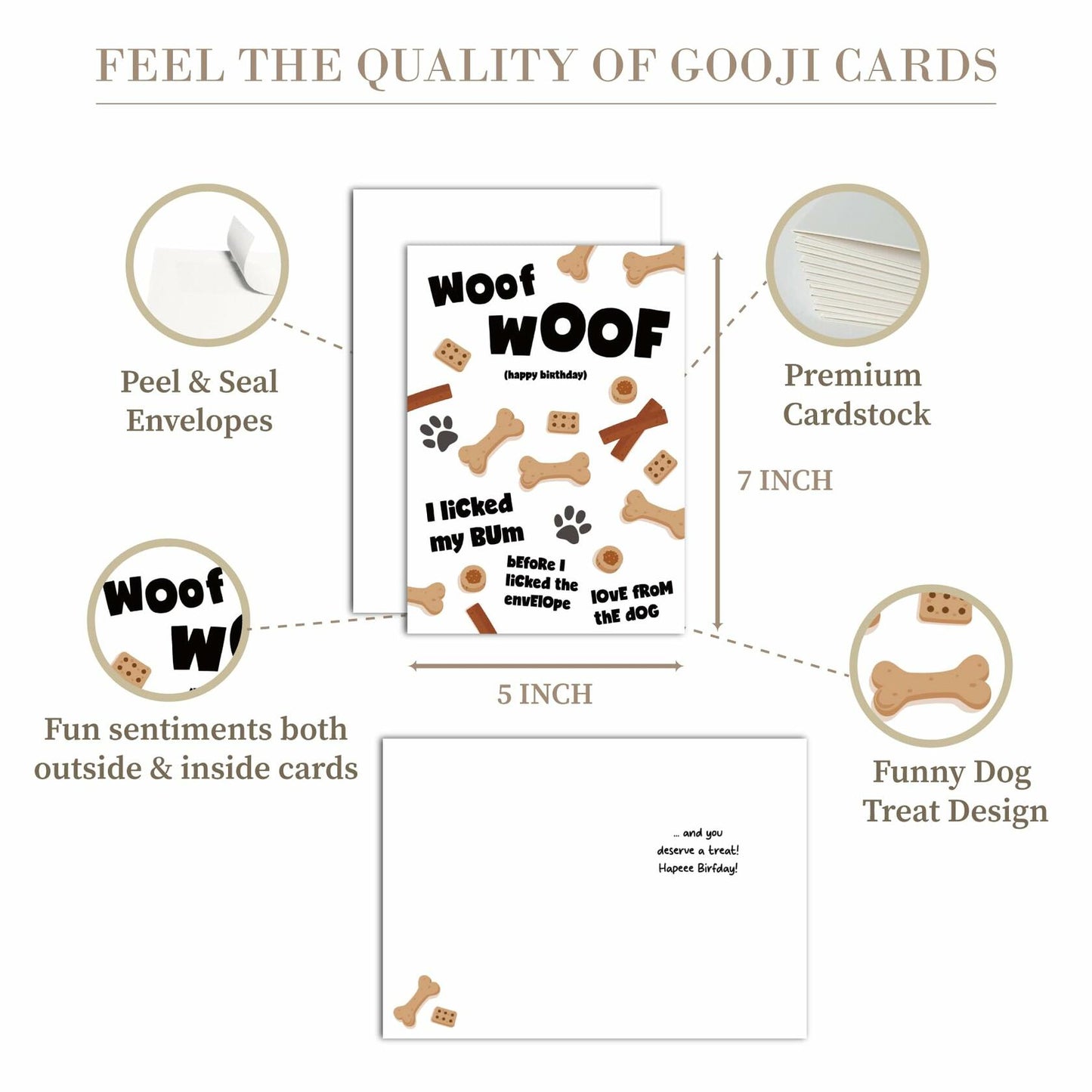 Gooji 5x7 Funny Dog Birthday Card I Licked My Bum Humor Cute Greeting