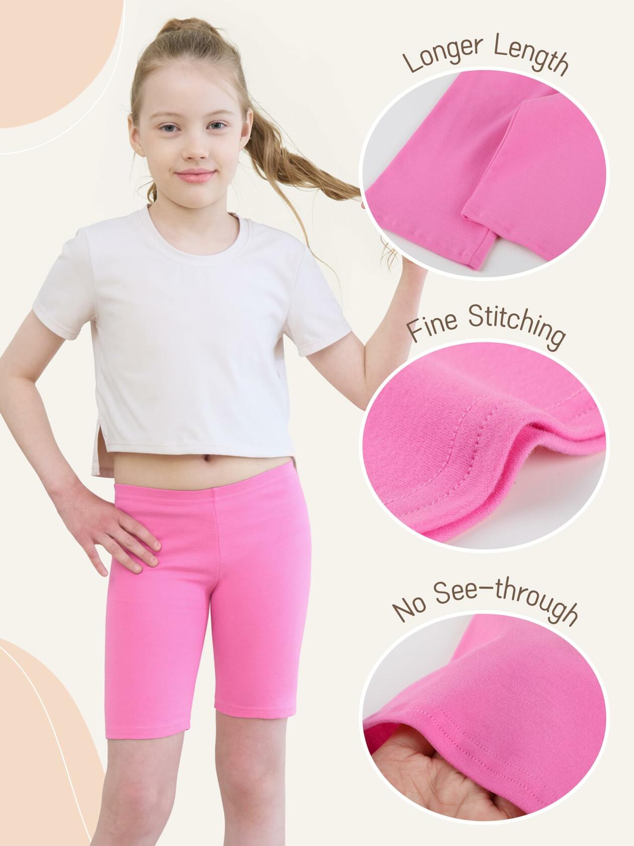 HoeVou Girls Cotton Cartwheel Biker Bermuda Shorts 4 Pack Multi-Color Size 5-6X