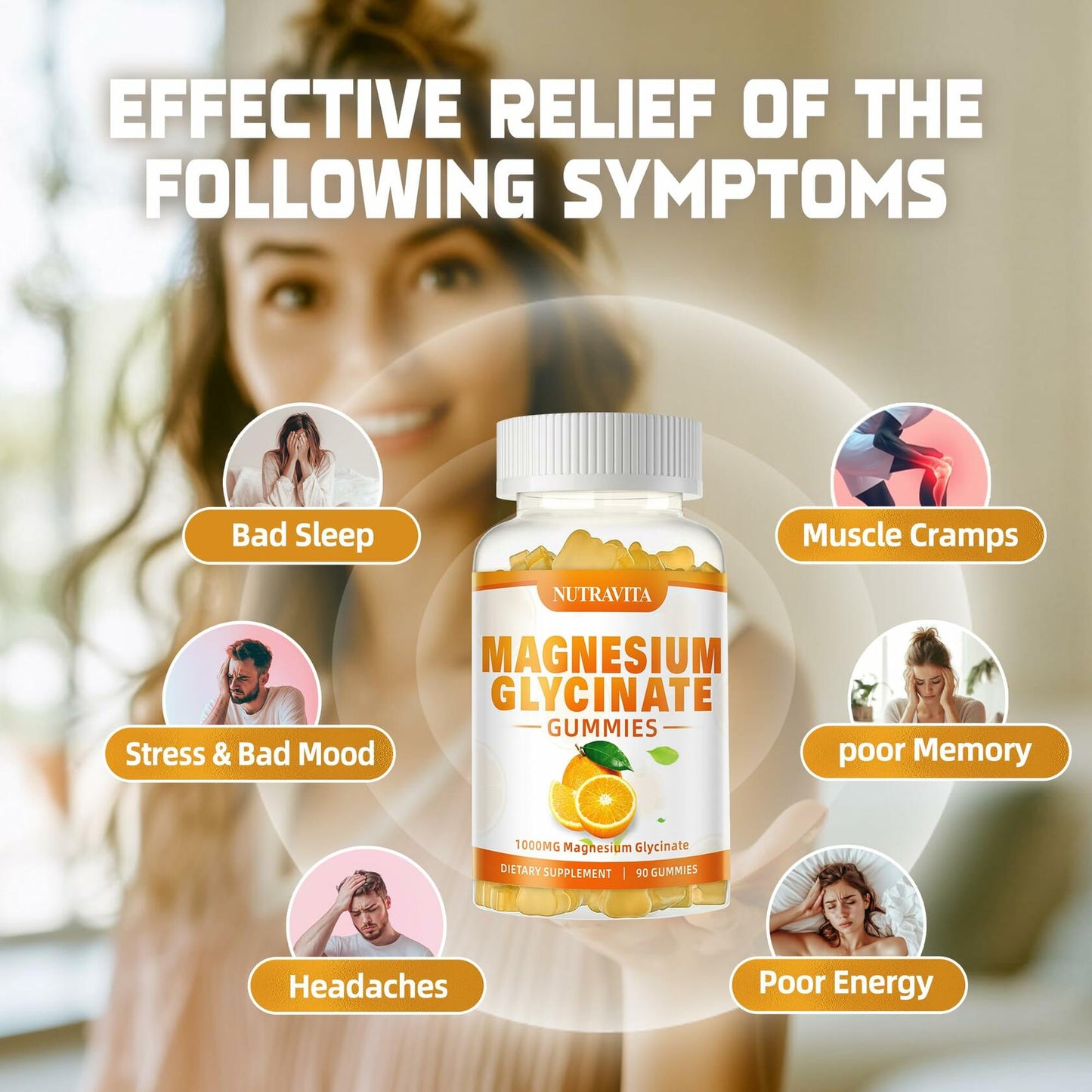 BESTBY09/26 Nutravita Magnesium Glycinate Gummies 1000mg L-Threonate VitD B6