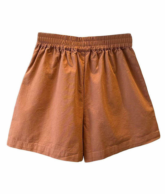 Falainetee Women's Cotton Summer Casual Shorts Brown Size L