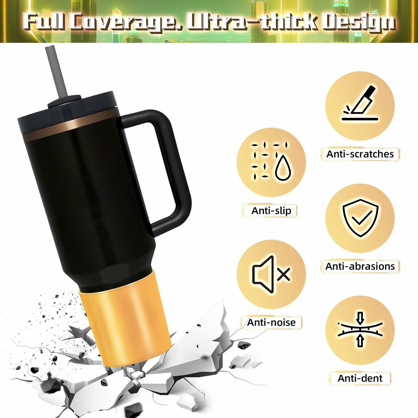 WUQID Chameleon Silicone Boot for Stanley Quencher & IceFlow Bottles Red