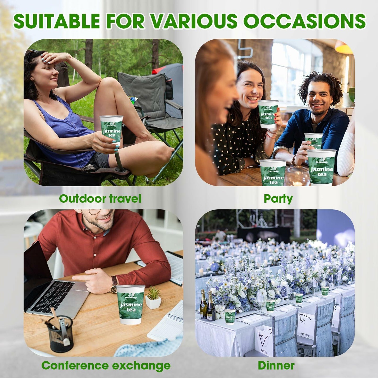 Organic Tea Sampler 10 Eco-Friendly Cups Loose Leaf Pack Jasmine Chamomile