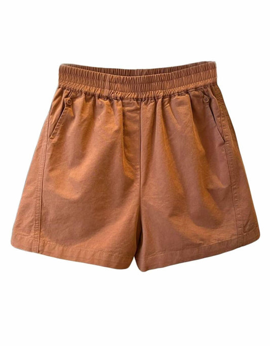 Falainetee Women's Cotton Summer Casual Shorts Brown Size L