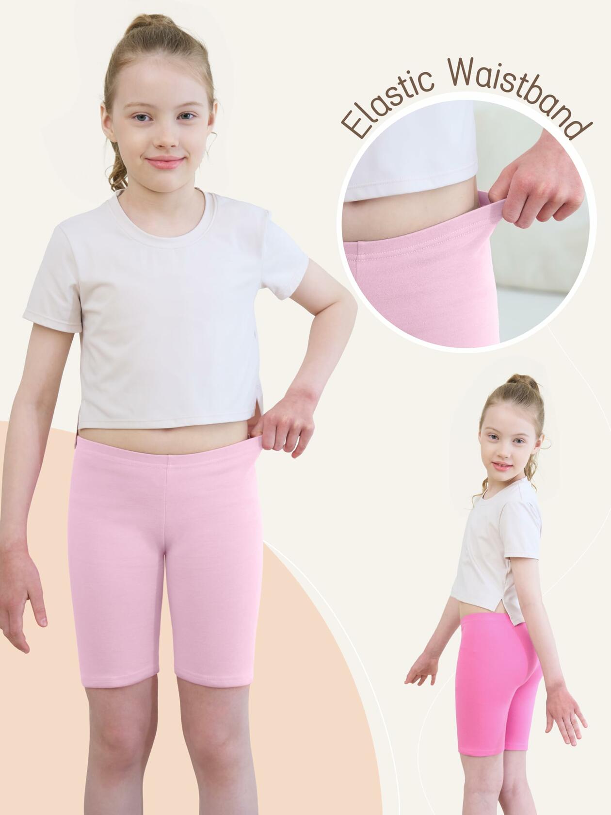 HoeVou Girls Cotton Cartwheel Biker Bermuda Shorts 4 Pack Multi-Color Size 5-6X