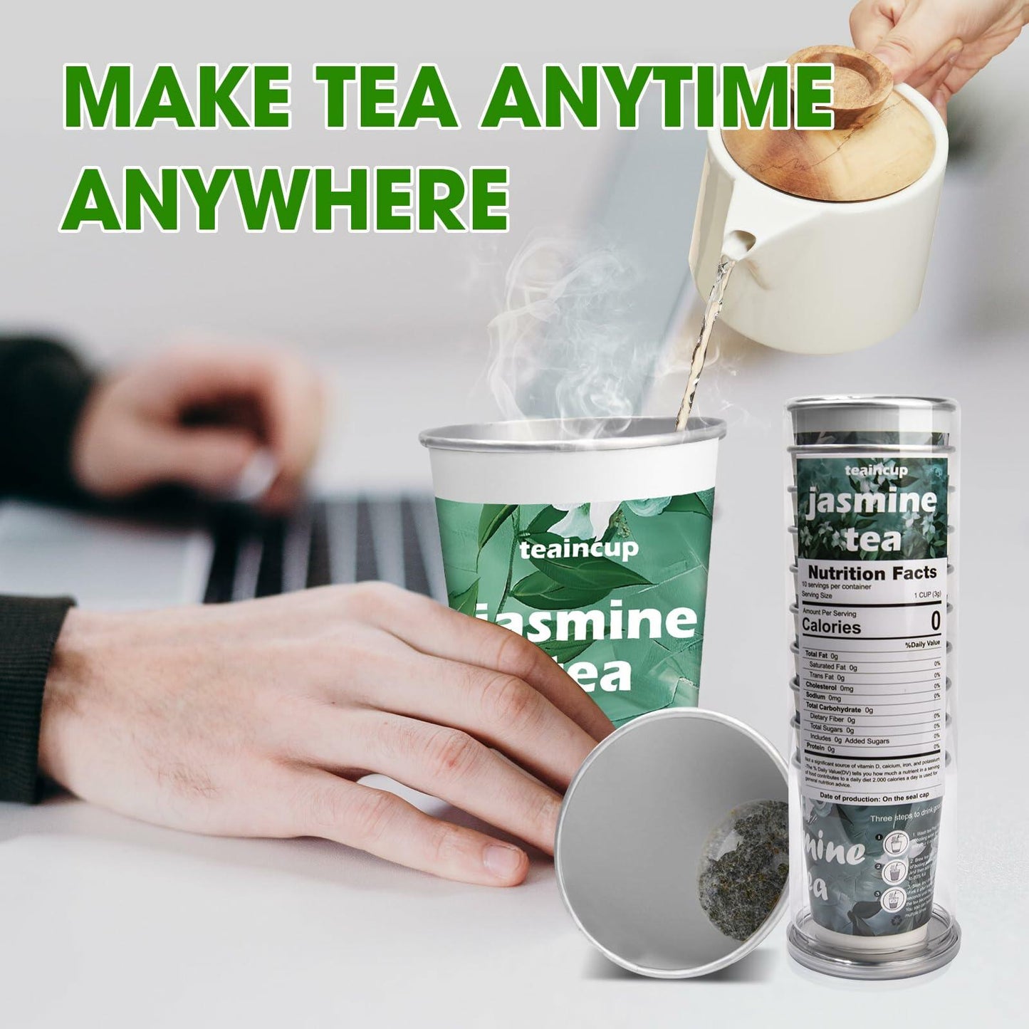 Organic Tea Sampler 10 Eco-Friendly Cups Loose Leaf Pack Jasmine Chamomile