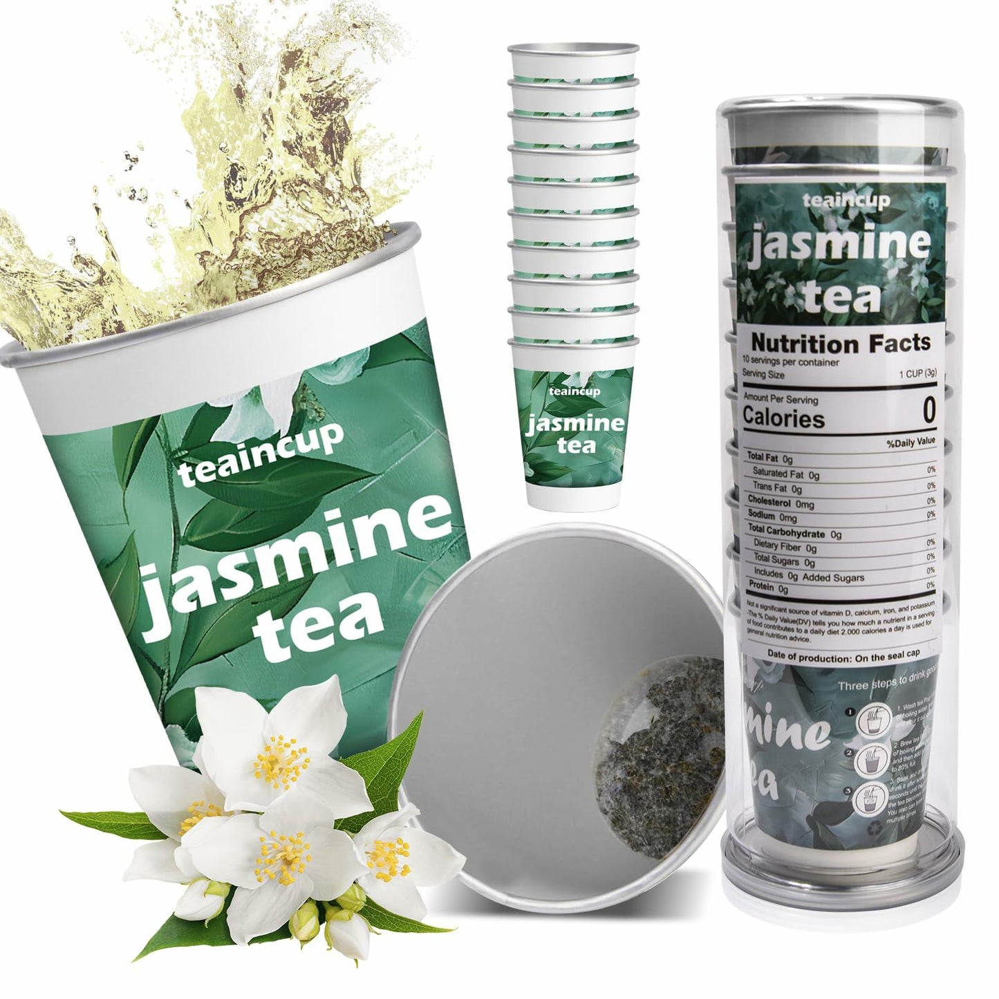 Organic Tea Sampler 10 Eco-Friendly Cups Loose Leaf Pack Jasmine Chamomile