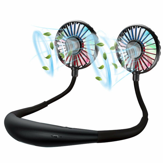 YALTOON Neck Fan 2600mAh USB Portable Black 7 Blades 3 Speeds Over 12H