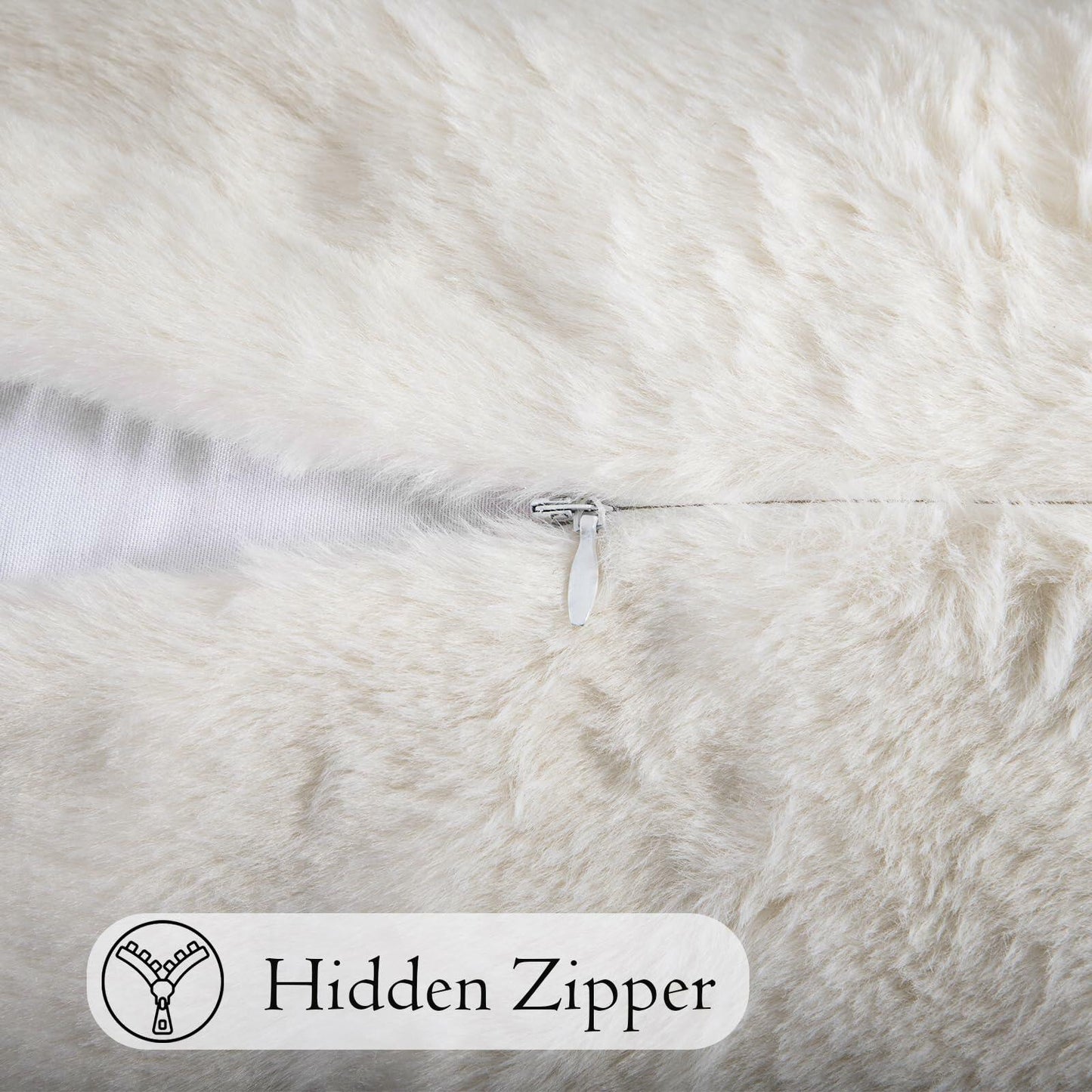 JoraLion Faux Fur Lumbar Pillow Cover 14x36 inch Cream Rabbit Plush 1 Cover