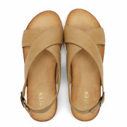 UBFEN Womens Flat Sandals Arch Support Adjustable Slingback Khaki Size 10