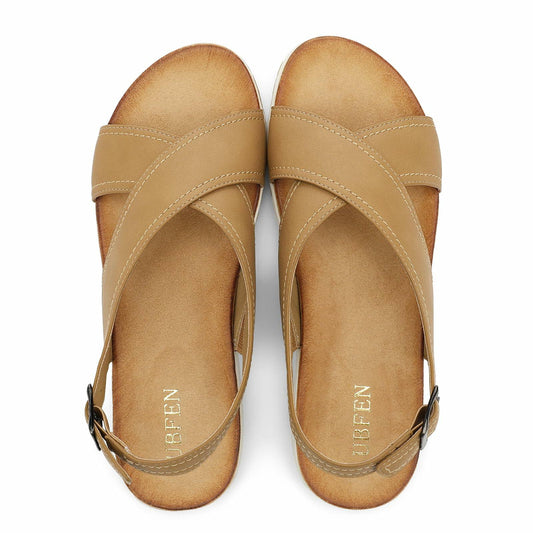 UBFEN Womens Flat Sandals Arch Support Adjustable Slingback Khaki Size 10