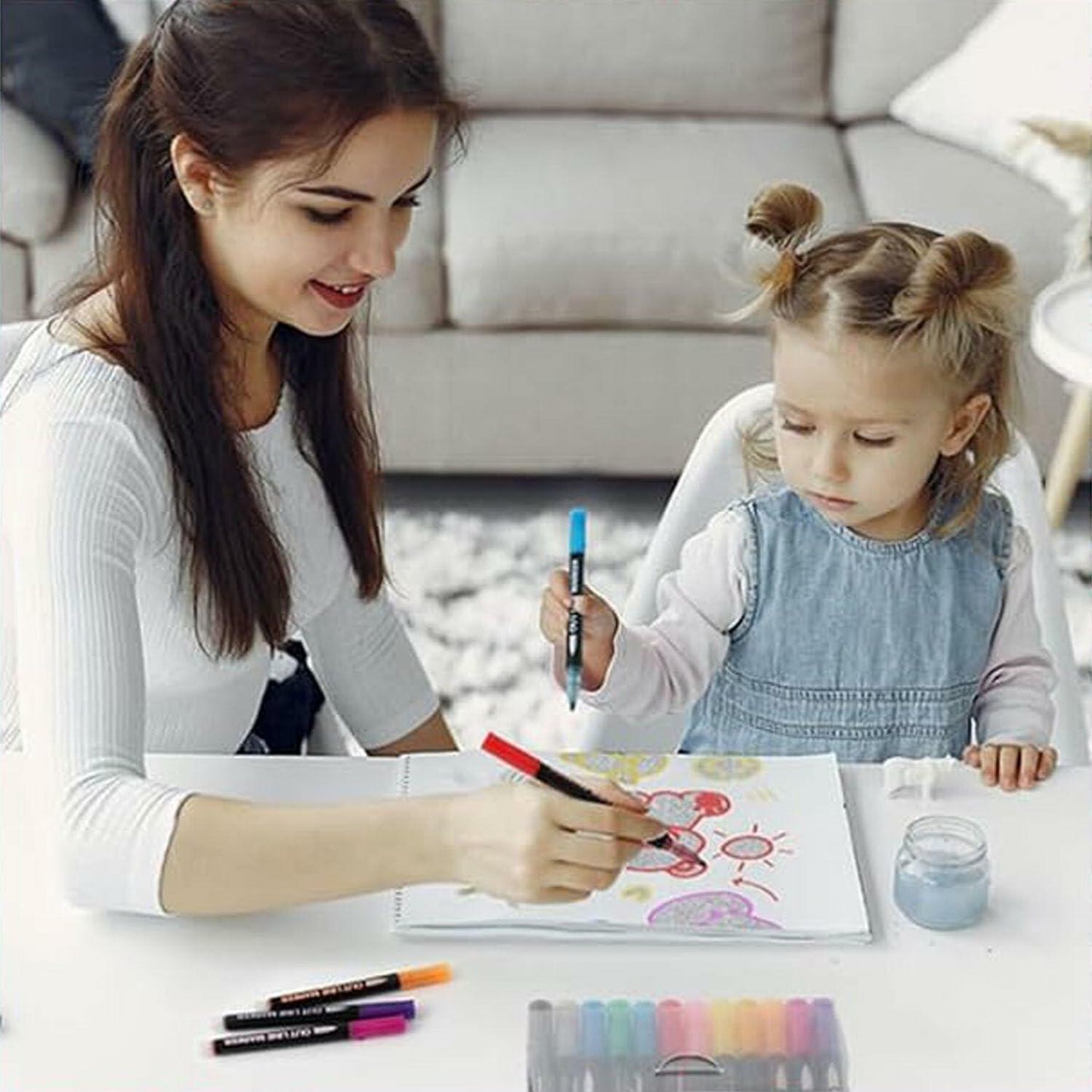 YIJHLHB 12 Color Metallic Outline Markers Double Line Glitter Paint Pink