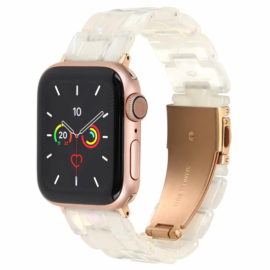 MAIRUI Resin Watch Band for Apple Watch Series 1-9 Ultra 42-49mm Colorful White