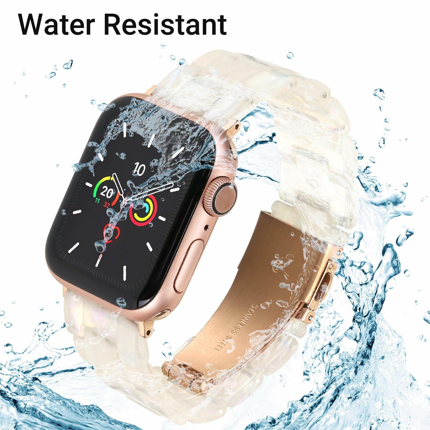 MAIRUI Resin Watch Band for Apple Watch Series 1-9 Ultra 42-49mm Colorful White