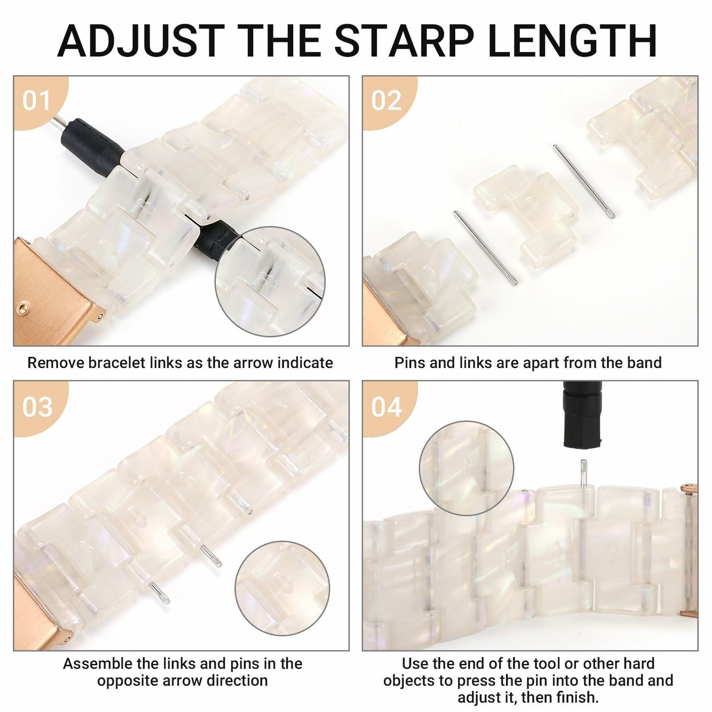 MAIRUI Resin Watch Band for Apple Watch Series 1-9 Ultra 42-49mm Colorful White